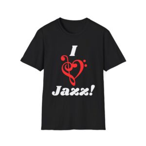 "I ❤️ Jazz" T-shirt with Treble/Bass Clef "Heart"